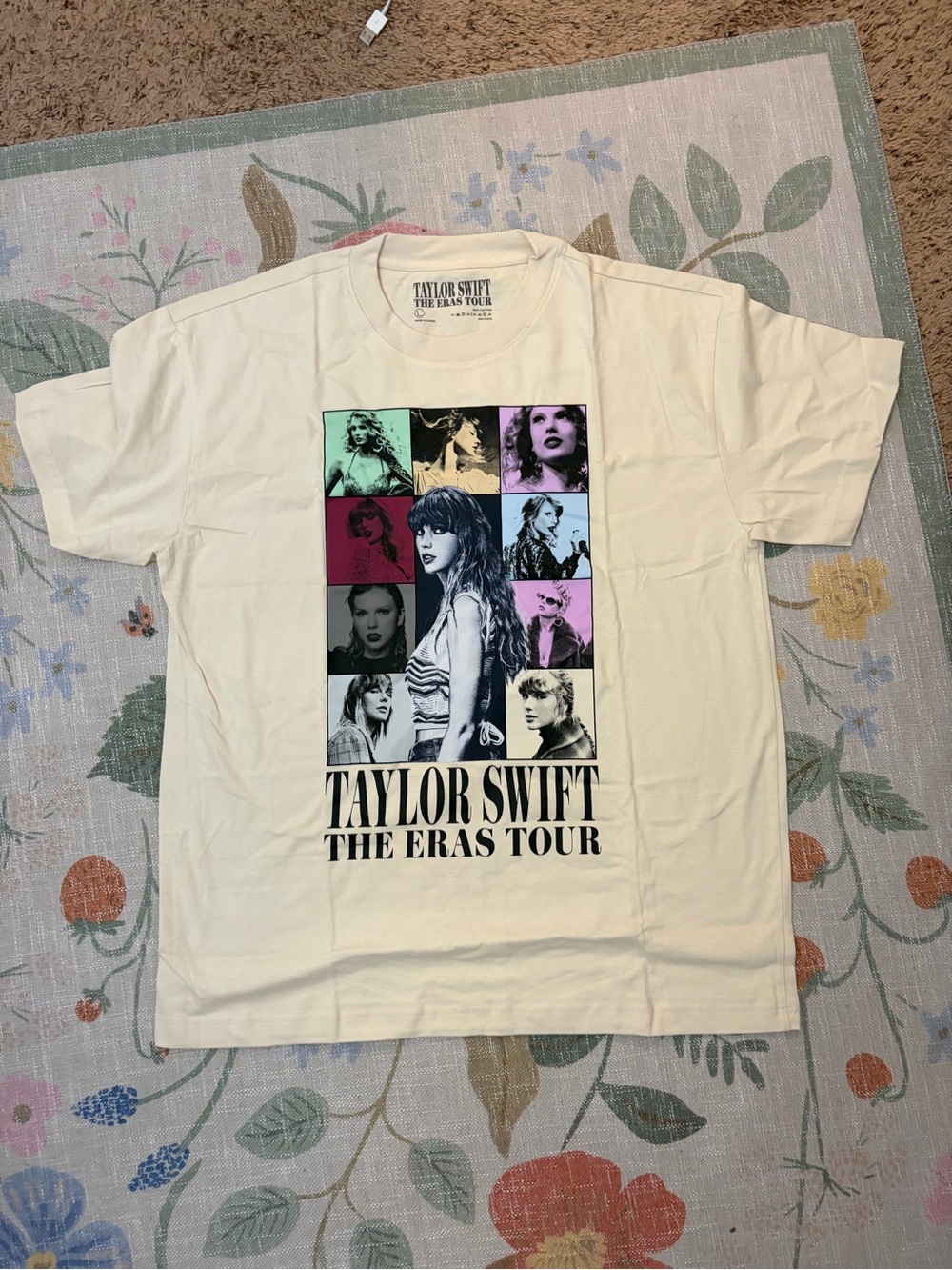 Taylor Swift Cream Short Sleeve 'The Eras Tour' Collage Graphic Tee